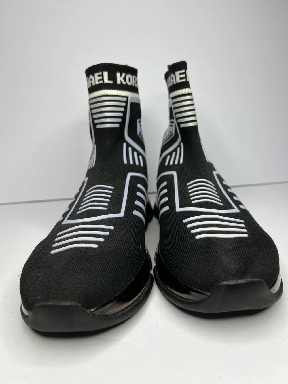 Michael Kors Skyler Black Knit Sock Sneaker Wedge Booties No Box